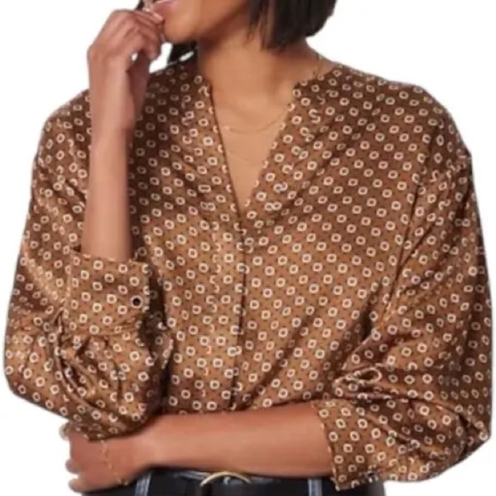 Sanctuary Brown Geometric Women's Blouse
